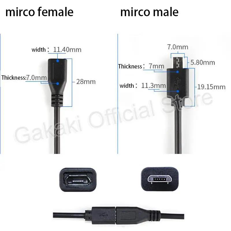 Micro USB 2.0 A Female Male Jack Power Supply Extension Cable 4 Pin 2 Pin 4 Wires DIY Data Line Charging Cord Type-C Wire