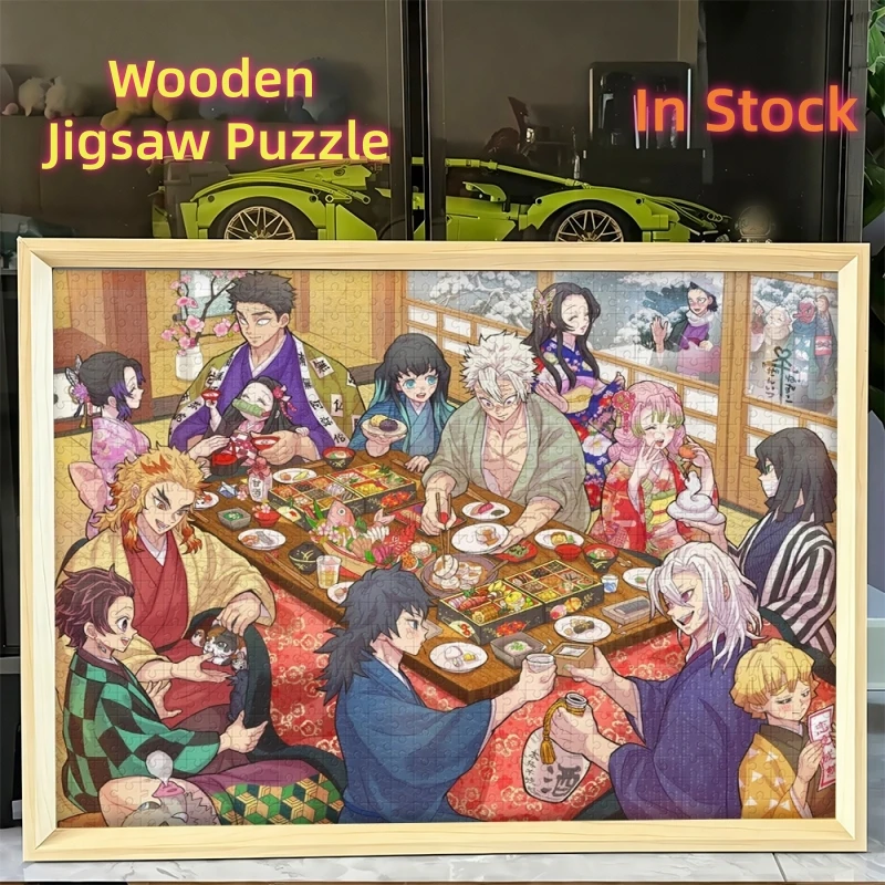 جديد في المخزون شيطان القاتل أنيمي خشبية بازل قطع مجموعة 1000 قطعة لعبة لتخفيف الضغط جدار ديكور فني المشارك أنيمي لعبة هدية مثالية #1