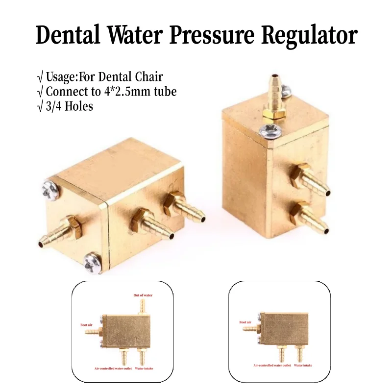

3/4 Holes Dental Water Valve Connector Dental Chair Water Pressure Regulating Valve Water