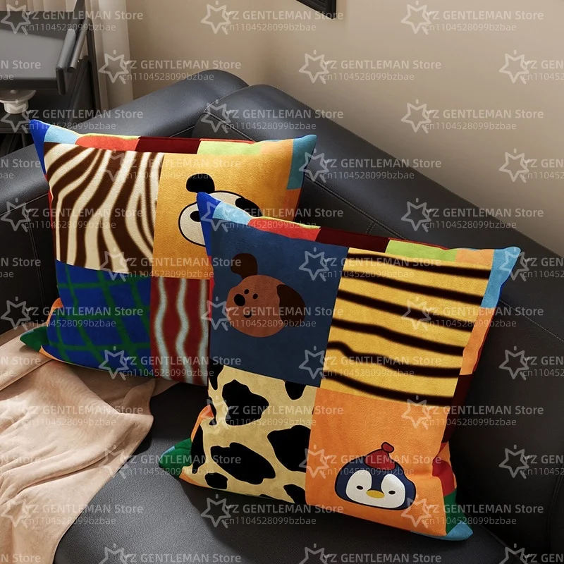 Dopamine Cute Cartoon Pillowcases Minimalist Throw Design Pattern Printed Pillowcases Home Office Sofa Decoration Kids' Room