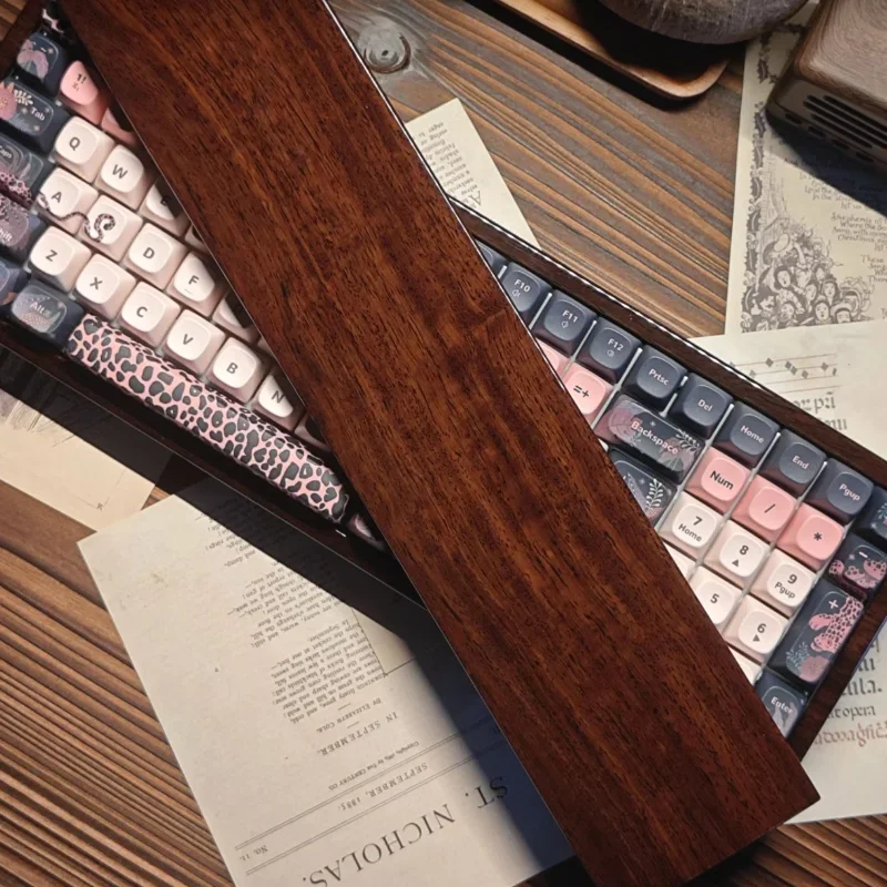 Descanso de pulso para teclado original, laca cozida em ébano, almofadas de pulso ergonômicas personalizadas para teclados mecânicos de 68/100 teclas