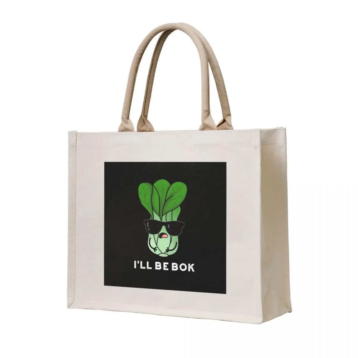 

I'll Be Bok Funny Veggie Bok Choy Puns (Dark BG) Tote Bag canvas bags Eco bag supermarket folding bag
