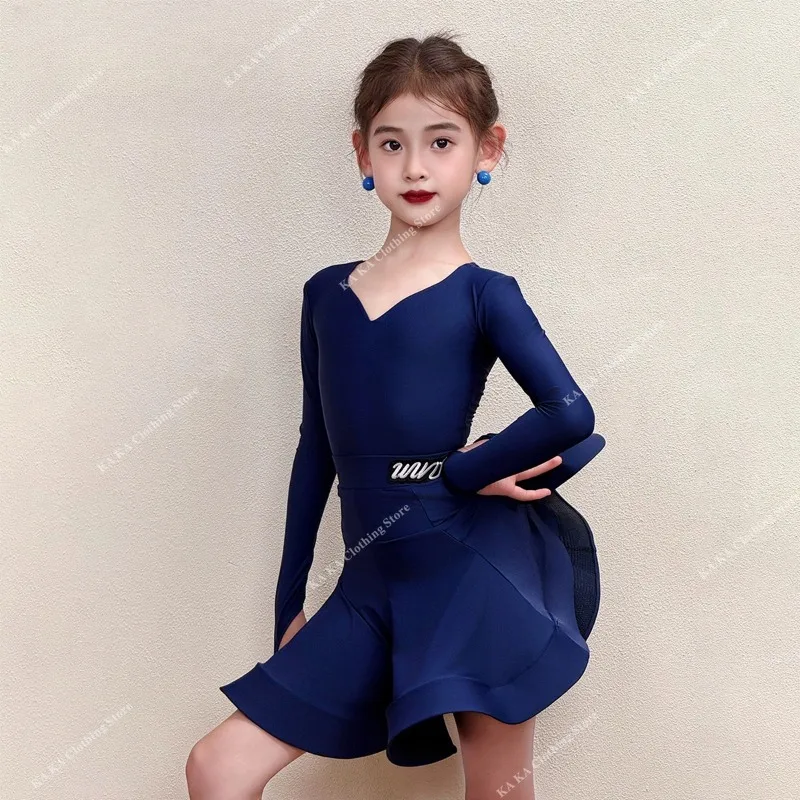 

Платье для латинских танцев сальсы, бальное платье для девочек, стандартный танцевальный костюм для соревнований для девочек, детское платье для латинских танцев, танцевальная юбка