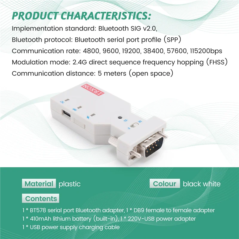 Y43A-Porta seriale Modulo Bluetooth wireless Linea RJ45 a RS232 Porta seriale Linea console Bluetooth