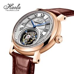 Haofa manuale Tourbillon orologio meccanico per uomo scala romana classico orologio da uomo Business Casual orologio zaffiro impermeabile 1605