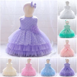 Flower Girls Wedding Bridesmaid Party Dress Tutu Gown Toddler Girl 1st Birthday Princess Dresses Kids Summer Holiday New Clothes