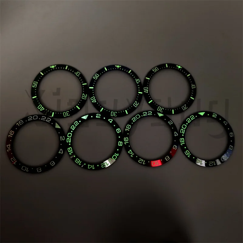 40mm Outside Diameter High Quality Watch Bezel Black Green Blue Red Insert With Green Luminous Fit 43mm Watch Case Modified Part