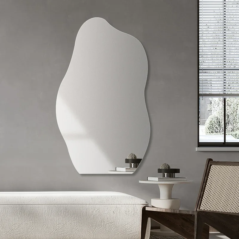 

Irregular Bathroom Mirror Hanging Art Wall Modern Full Body Aesthetic Nordic Mirror Portable Barber Spiegel Wand Home Products