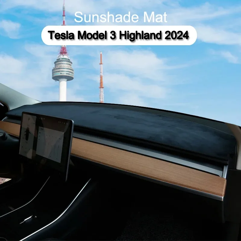 Per Tesla Model 3 Highland 2024 accessori per Console centrale cruscotto anti-uv tappetino protettivo per tappetino parasole in pelle scamosciata