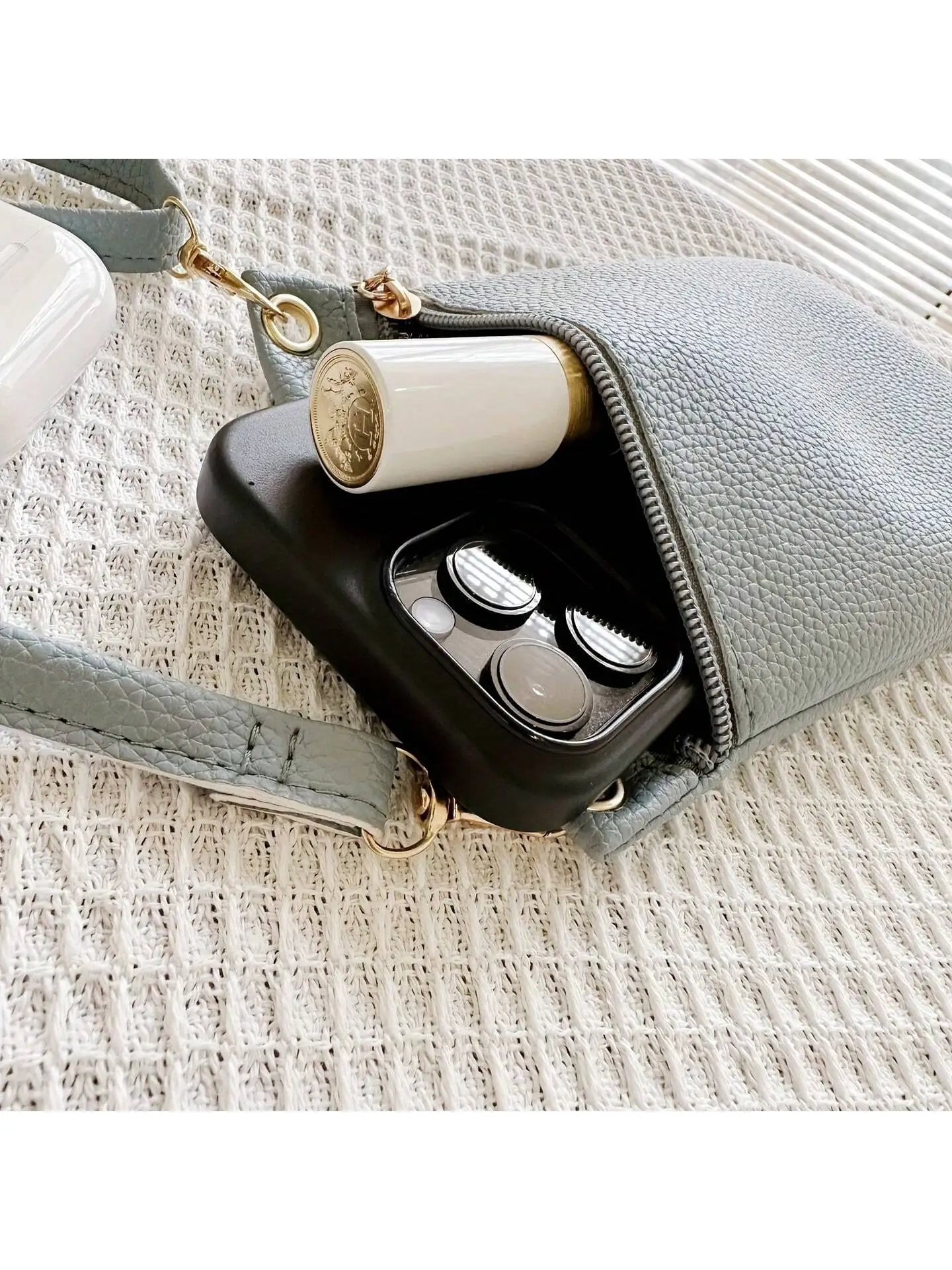 Bolsa de celular com padrão de lichia para meninas, bolsa de ombro, bolsa crossbody, bolsa de moedas, bolsa de chave, escolha ideal para presentes