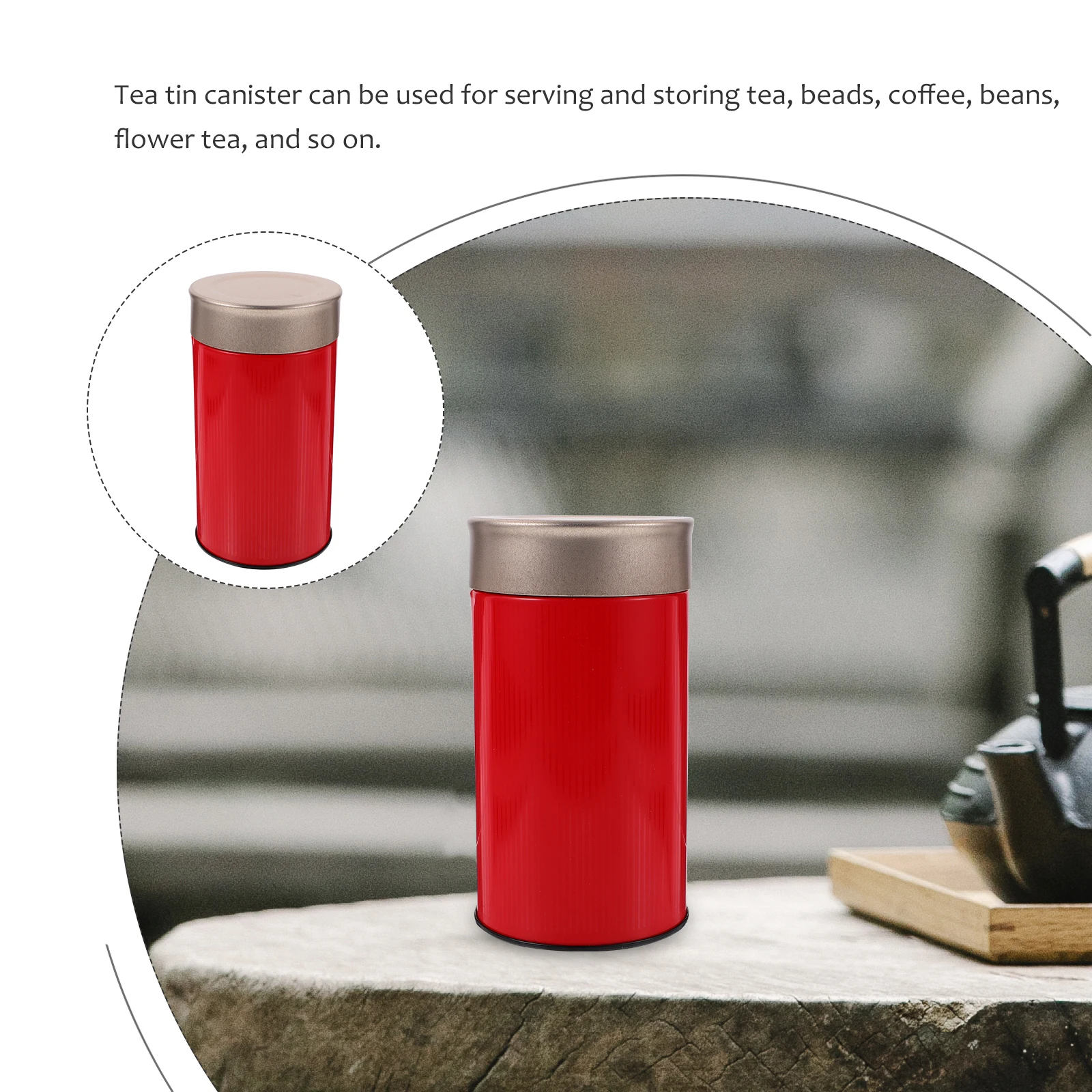 

Tinplate Tea Canister 85mm Red Single Jar Airtight Storage Container for Loose Leaf Tea Coffee Beans Food Sealed Lid