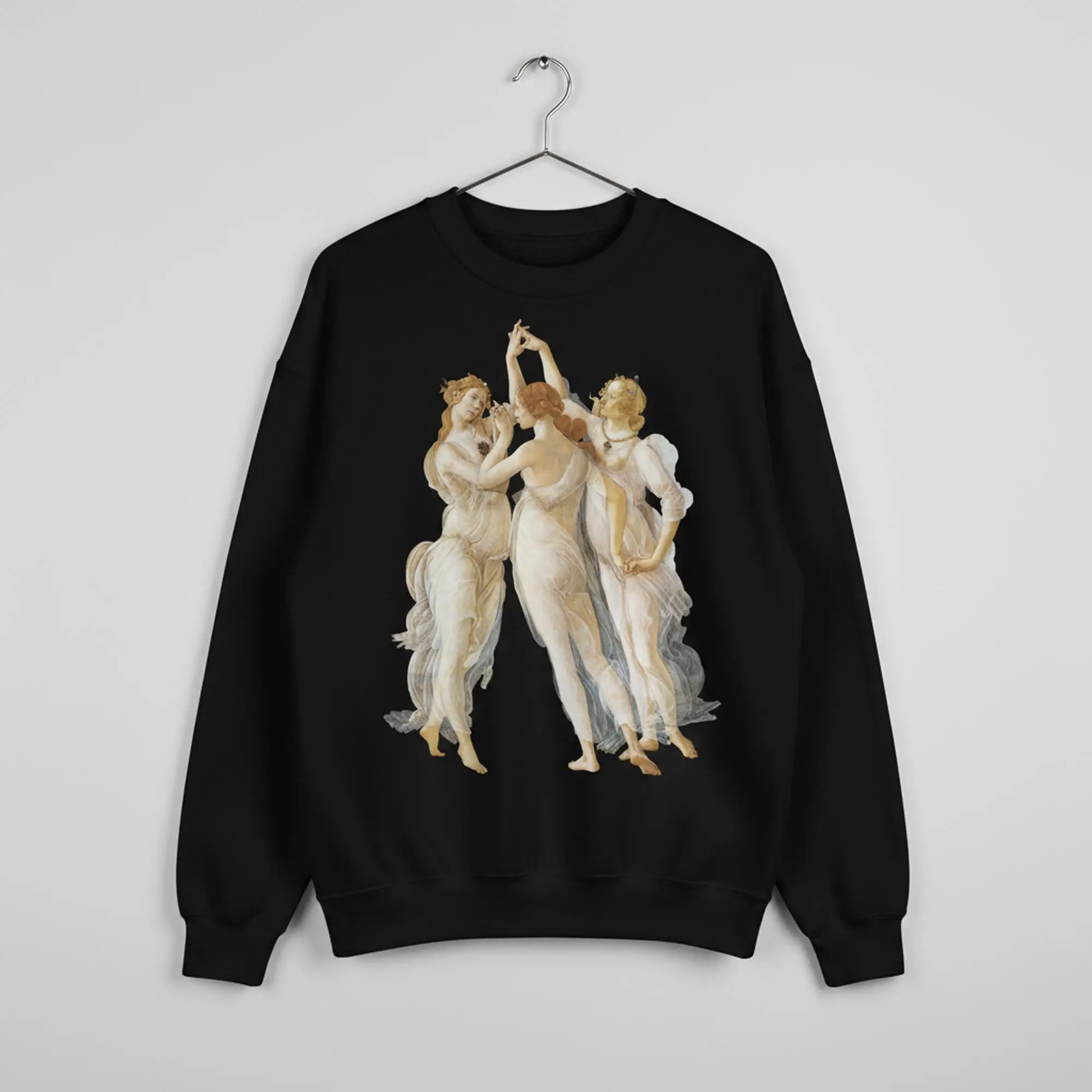 Unisex-Sweatshirt „Sandro Botticelli – Die drei Grazien“, Sweatshirt mit Rundhalsausschnitt, Motiv aus der Kunstgeschichte. – Detail 5