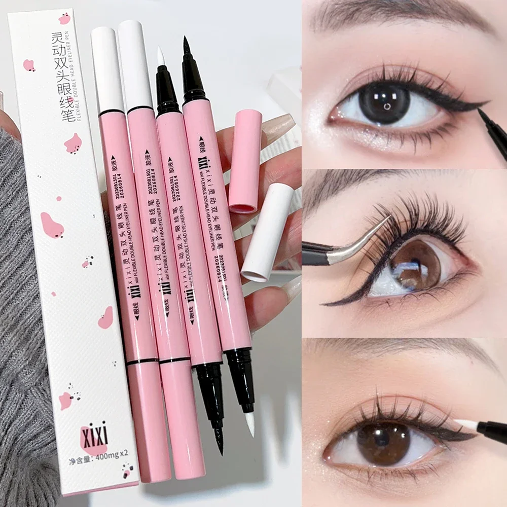 Waterproof 2 in 1 Self Adhesive Lashes Eyeliner Pen Glue-free Magnetic-free Lasting Quick Dry No Bloom Eyelashes Aid Makeup Tool