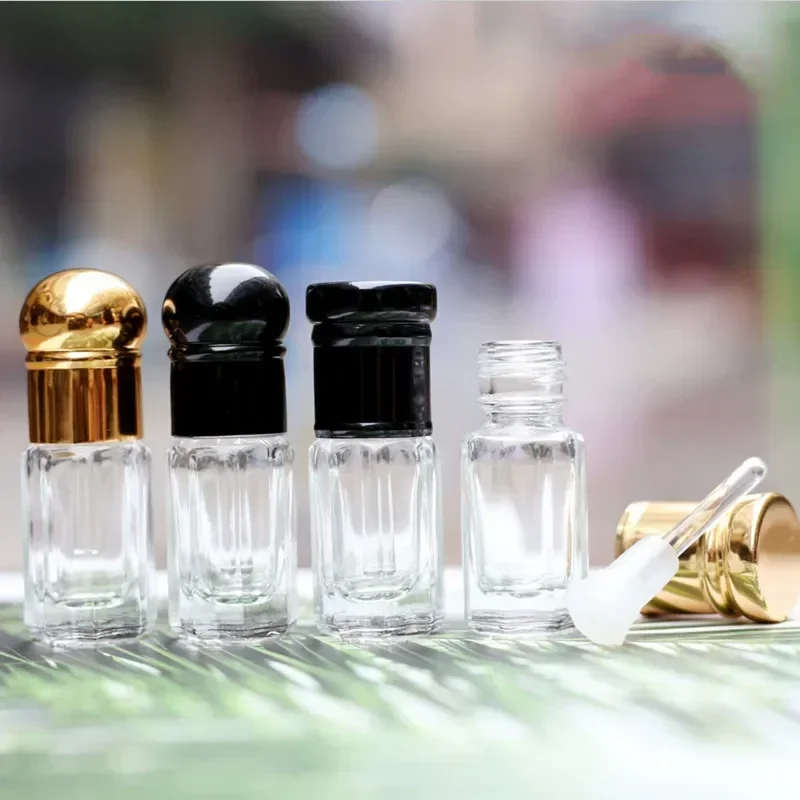 3ml 6ml 12ml 미니 빈 유리 향수병 유리 스티커와 블랙 Dropper 에센셜 오일 병 약병 도매