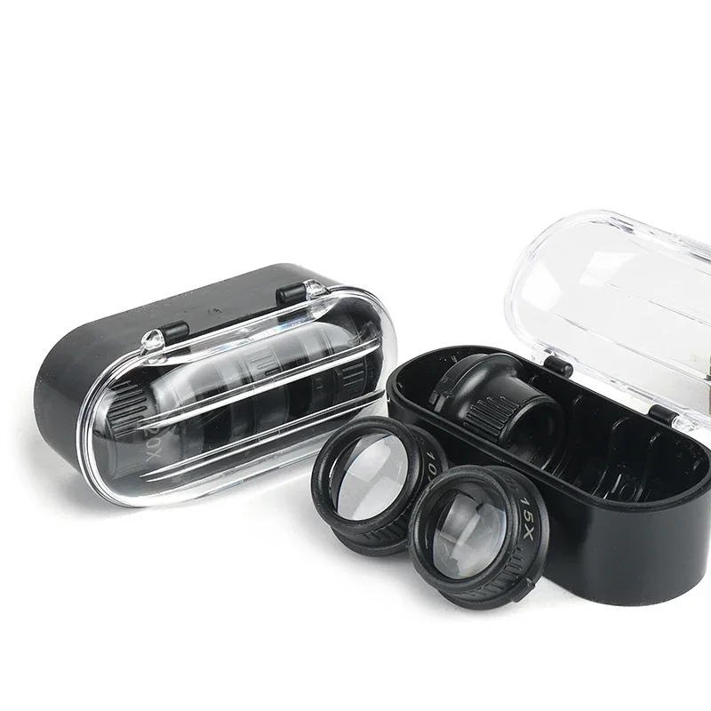 10X 15X 20X 25X Magnifying Glasses 2LED Light Double Eye Loupe Head Wearing Head-Mounted Repair Jeweler Watch Clock Magnifier