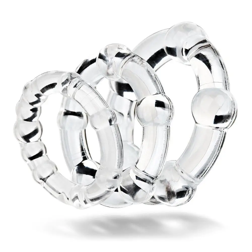 3Pcs Silicone Beaded Penis Rings Delaying Ejaculation Cock Rings Lock Ejaculation Constriction Donuts Sex Rings For Men 2023