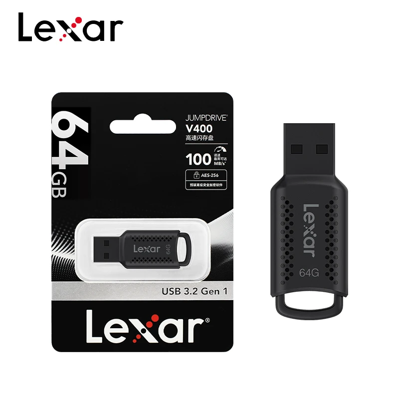 قرص فلاش Lexar JumpDrive V400 USB3.2 الأصلي 32 جيجابايت 64 جيجابايت 128 جيجابايت قراءة بحد أقصى 100 ميجابايت/ثانية U Stick ذاكرة سوداء USB Pendrive لأجهزة الكمبيوتر المحمول