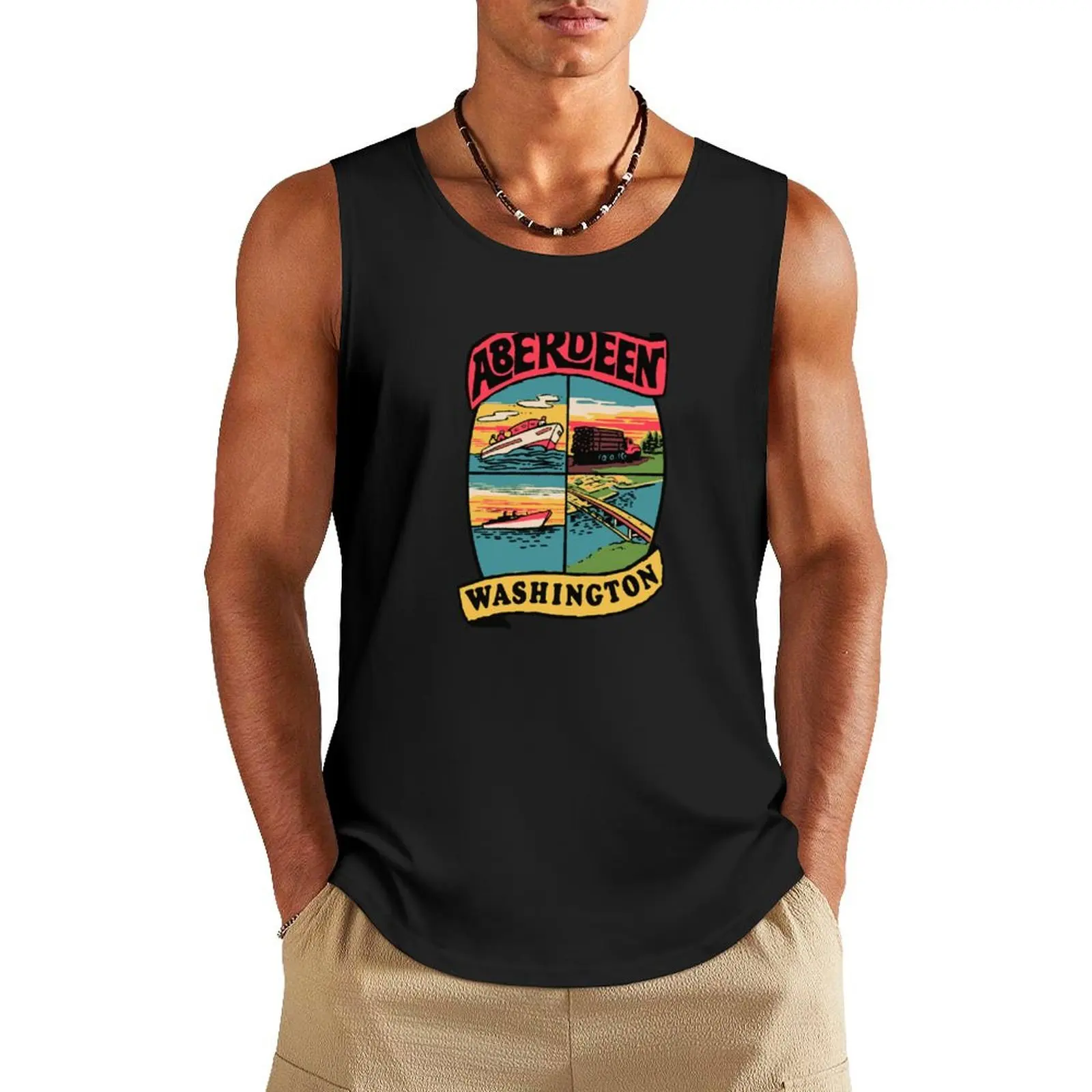 

Vintage Style Aberdeen Washington Tank Top t shirt gym basketball