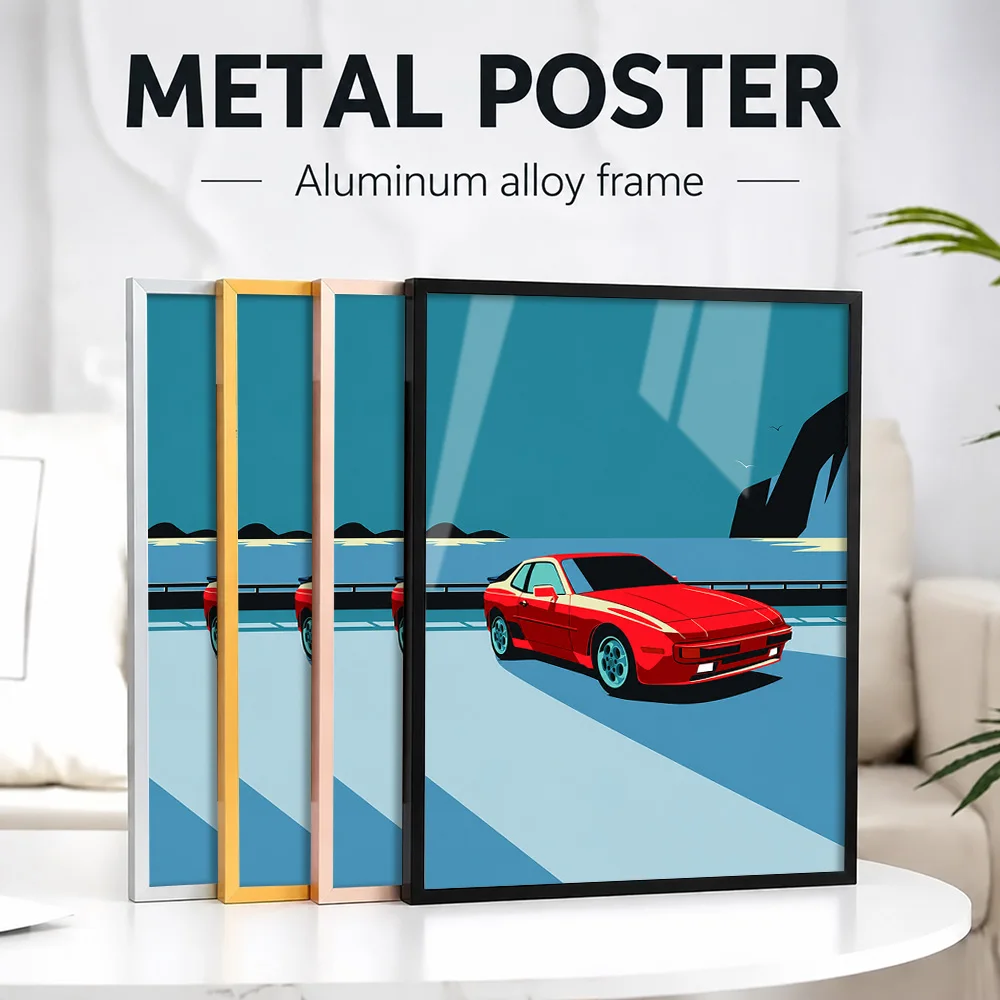 944 Red 80S Sports Car Metal Poster With Aluminum Alloy Frame Personalized Photo Dynamic Style Wall Art For Studio Driver Gift