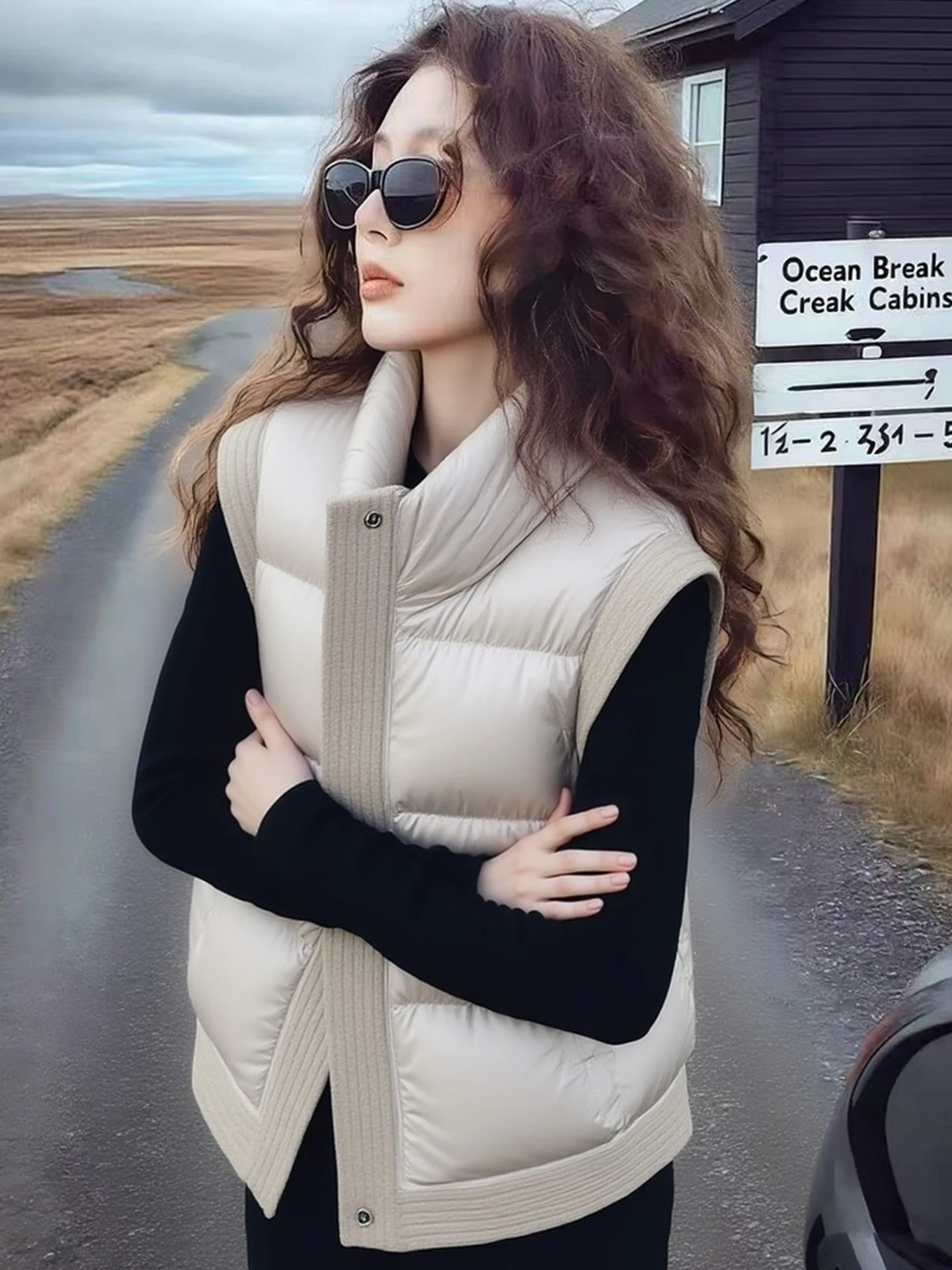 Fashionable Versatile Sleeveless Cotton Vest Women's Loose Casual Warmth Layering Top Spring 2026 Commute Style Zipper Closure