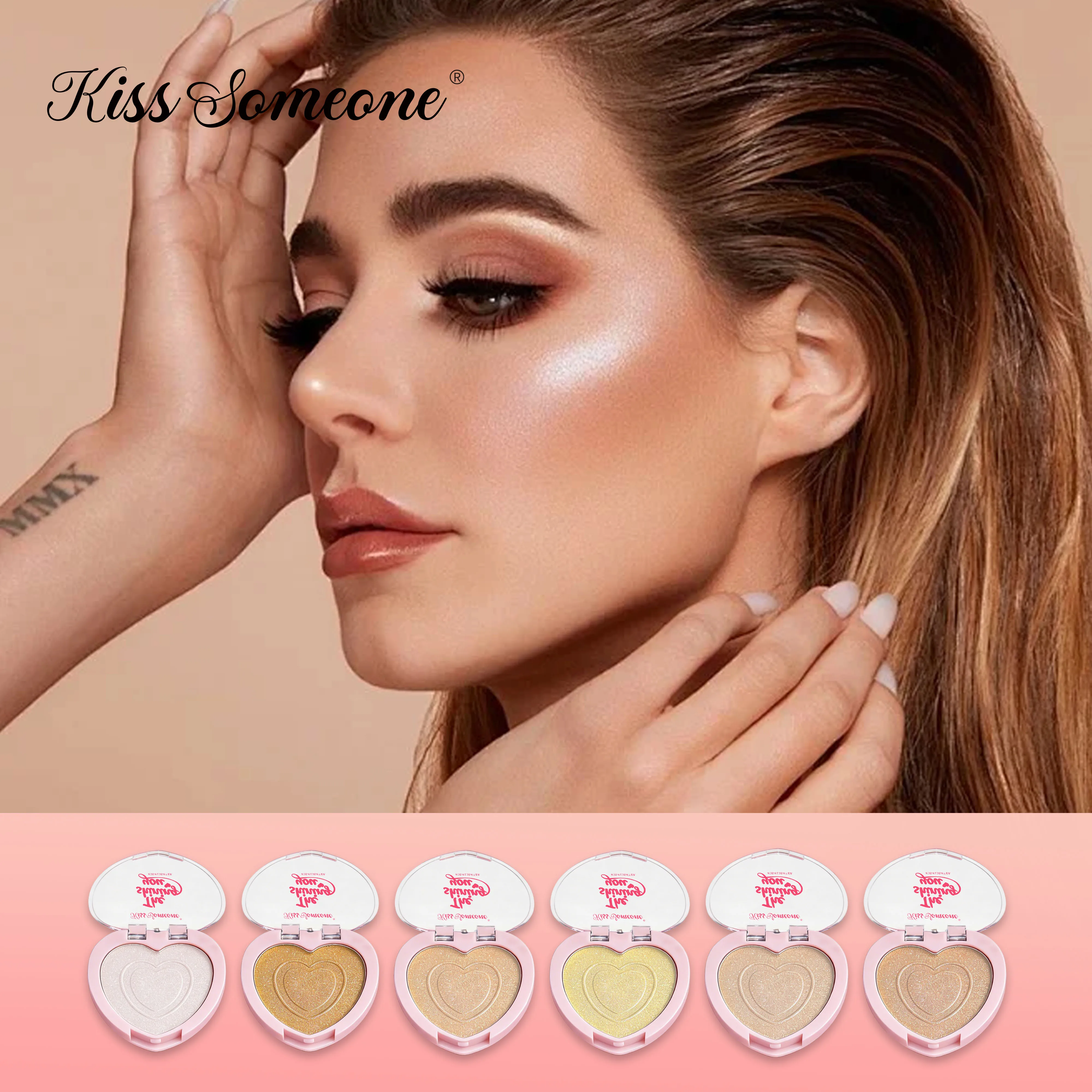 Highlighter Bronzer Palette - Facial highgloss disc highgloss sparkle highlighter,long-lasting