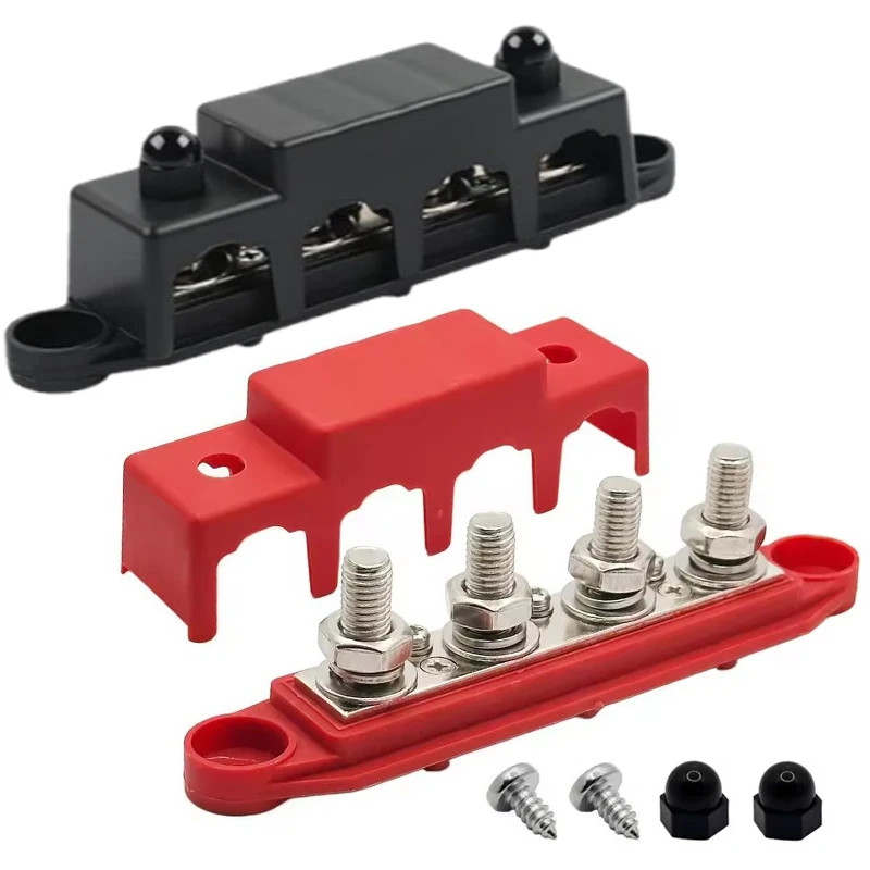 1/2Pcs Caravan Power Distribution Block 4 Ways 48V 250A DC Bus Bar Electro Junction M8 M10 Studs RV Motorhome Boat Accessories
