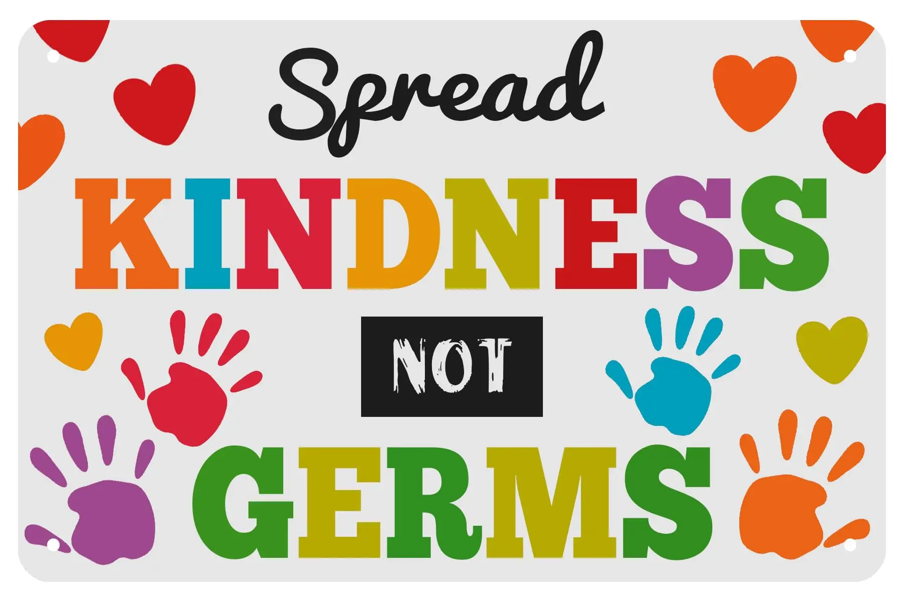 Spread Kindness Not Germs School Sign Funny Tin Sign - Classr Health Motivational Wall Art Room Decor School Nurse Sign Office W