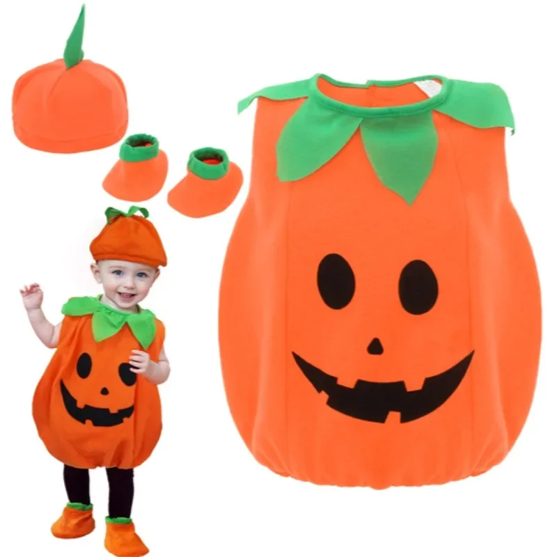 Costume da zucca di Halloween Pagliaccetto per bambini Costume da festa per ragazza ragazzo Cosplay per ragazze Ragazzi Spettacolo teatrale Abbigliamento per feste