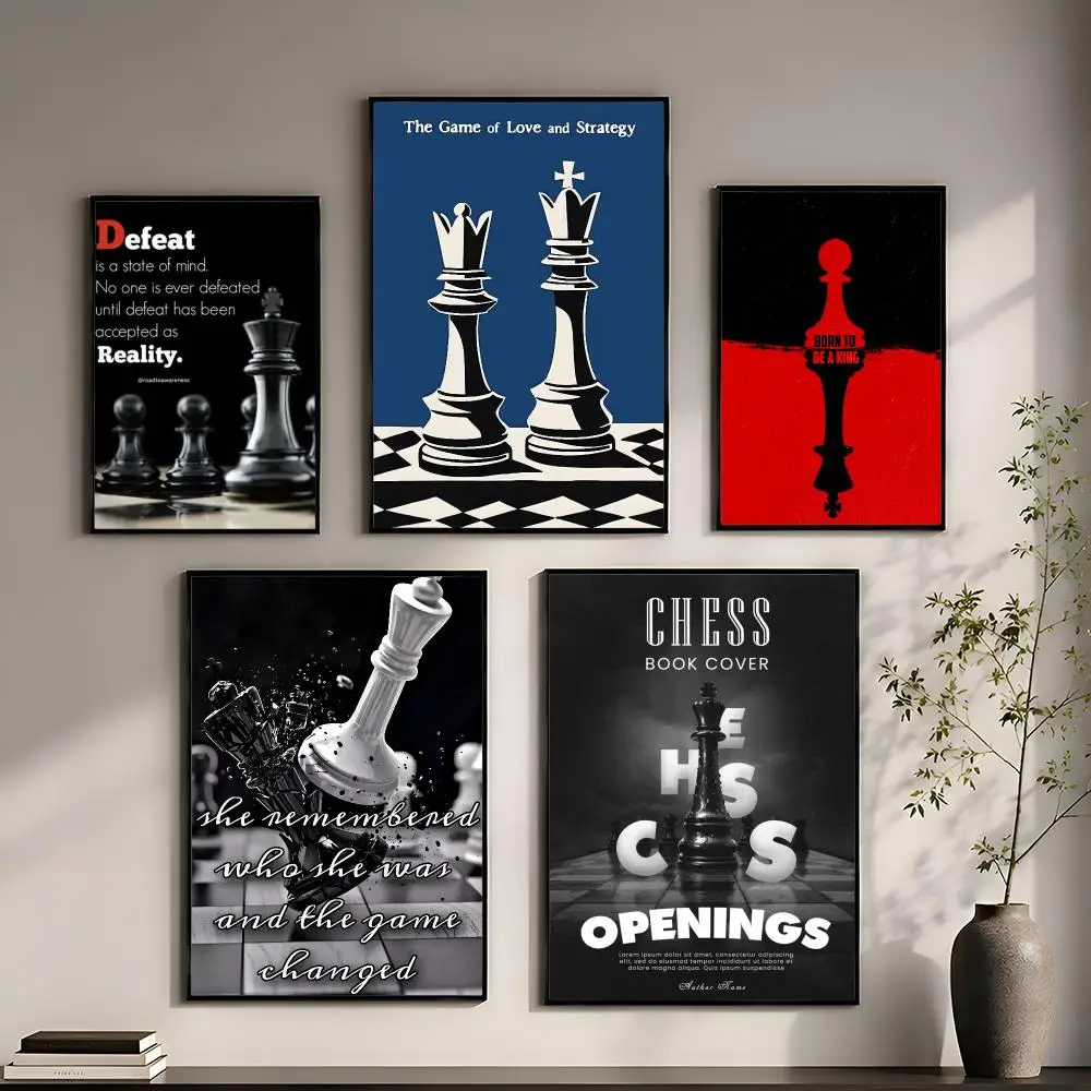 Chess Lovers Motivational Art Poster Perfect Sticker Self Adhesive for Office Home Theater Wall Art Decor Fancy Gift