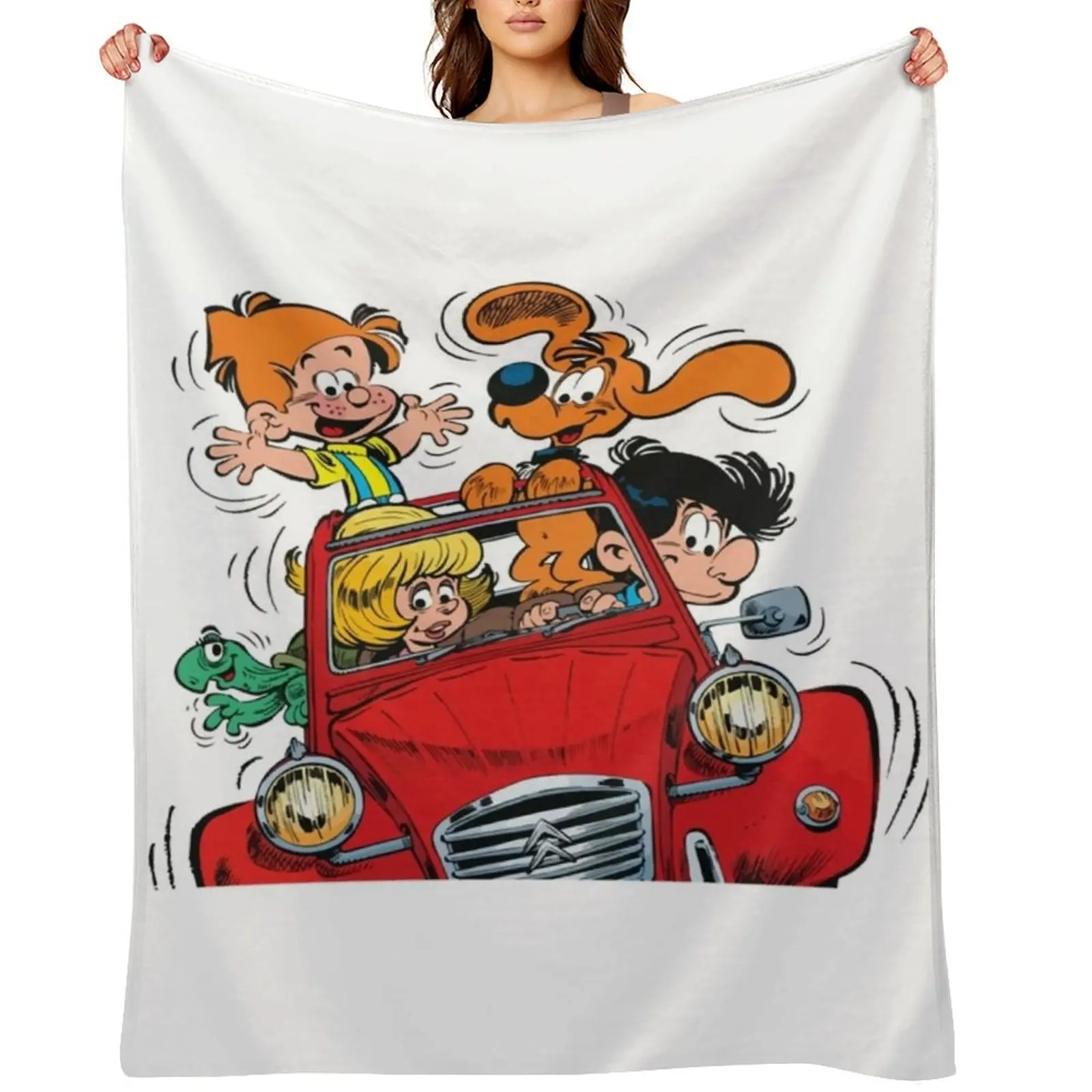 Boule et Bill (Billy et copain) dans la voiture classique Throw Blanket Blankets For Baby Hair Furrys for babies Blankets