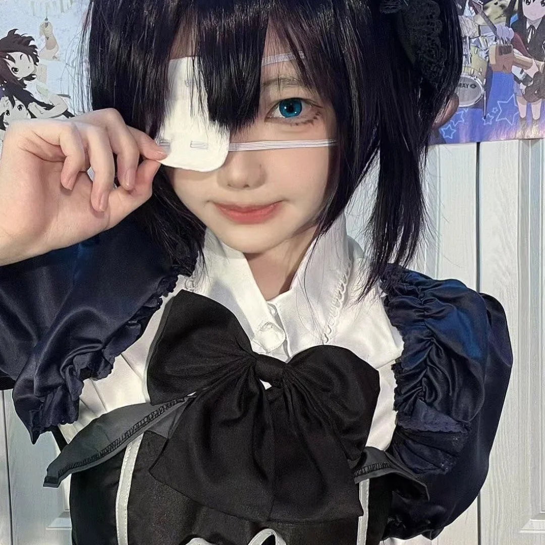 할로윈 파티 애니메이션 소품 역할극 부드러운 단안 백색 눈가리개 로리타 코스프레 의상 액세서리 조절 가능한 눈가리개