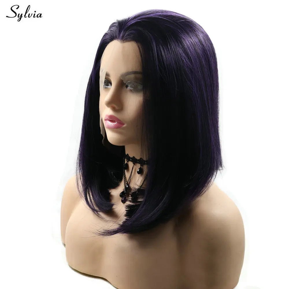 Perruque Bob Lace Front Wig synthétique courte lisse – Sylvia, perruque en Fiber résistante à la chaleur pour femmes