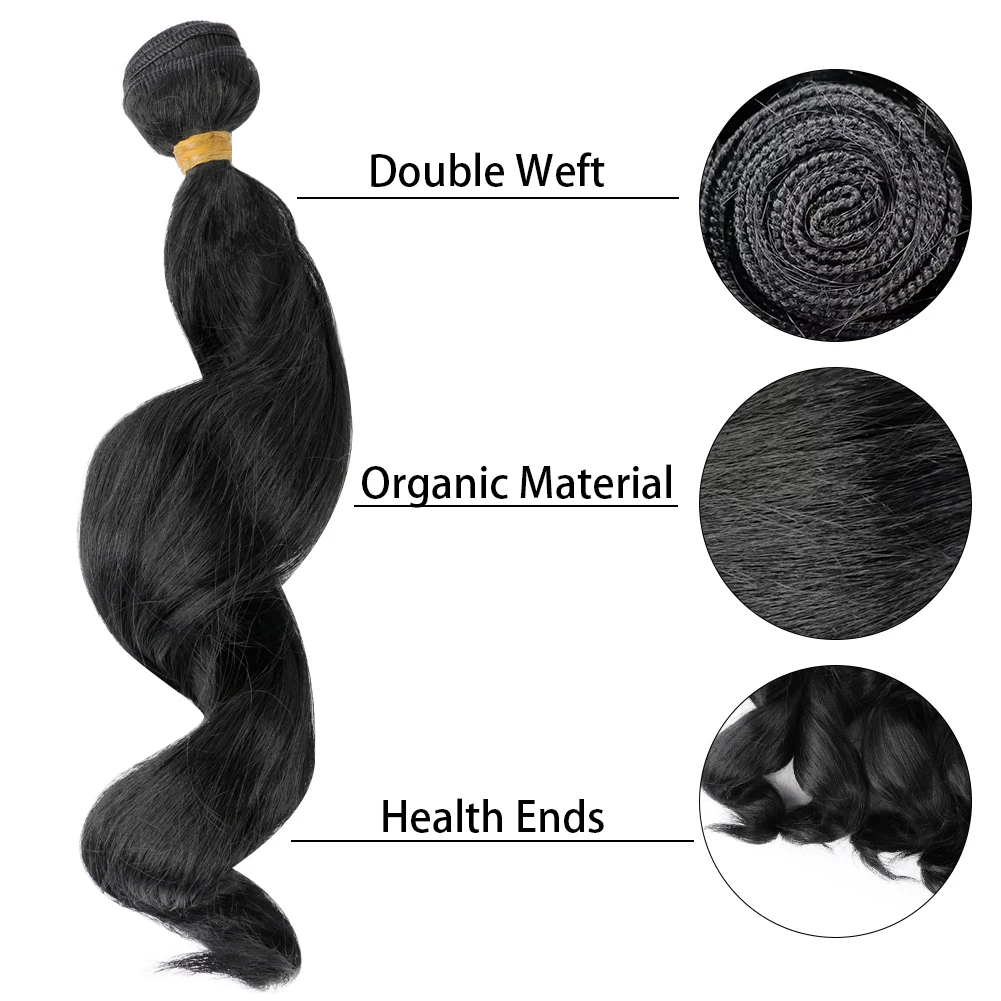 Pepper Show-Bundles Deep Wave pour femmes noires, Extensions de cheveux, Cheveux synthétiques, Body Wave, At, 14 ", 18", 6 Bundles