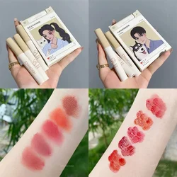 5Pcs Cigarette Lip Gloss Set Matte Red Tint For Lips Makeup Waterproof Water Mirror Lip Glaze Long Lasting Lipstick Kit