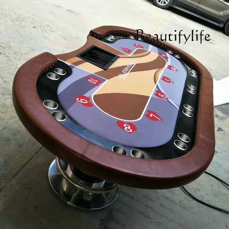 Sc Texas Hold'em Table Deluxe 10 People, Texas Chip Table Baccarat Entertainment Prop Table-1
