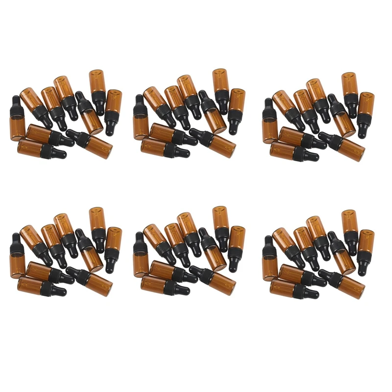 60Pcs 3Ml Empty Brown Glass Dropper Bottles With Pipette For Essential Oil