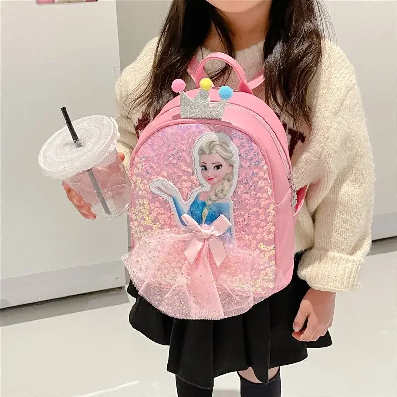 Disney Frozen Princess Backpack for Girl Kindergarten Student Kids Toddler School Bag Cute Cartoon Cartoon Kawaii Bag