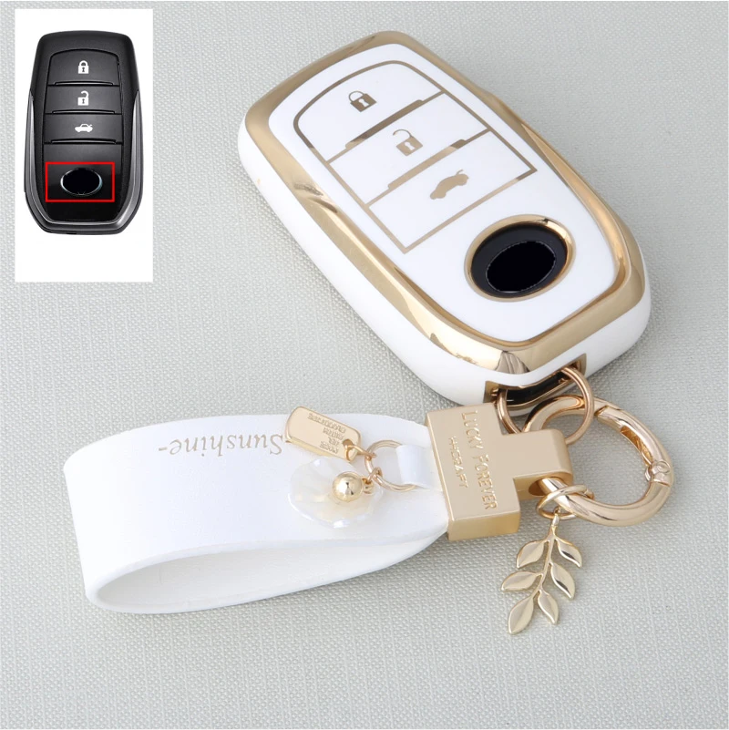 

For Toyota Yaris Cross Hilux Innova Fortuner Camry Land Cruiser 200 300 Prado Crown TLK 200 2/3 Buttons TPU Car Key Case Cover