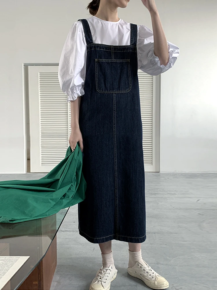 

Джинсовая юбка трапециевидной формы в стиле ретро, женская свободная утягивающая юбка трапециевидной формы в Корейском стиле, весна-лето, новый модный шелковый топ, чистый цвет