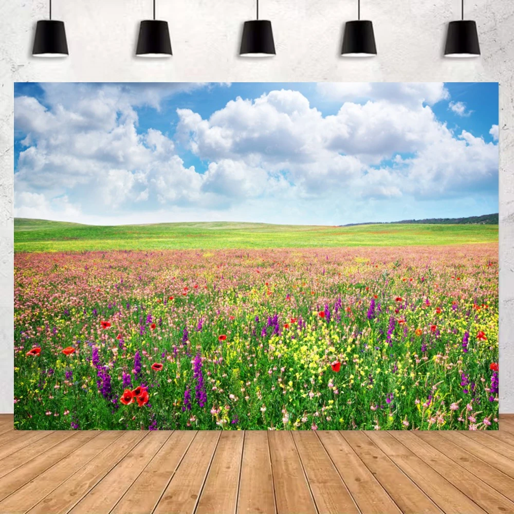 الربيع البرية مرج خلفية زهرة طبيعية حديقة الاطفال استحمام الطفل الأسرة صورة التصوير خلفية ديكور الحفلات #5