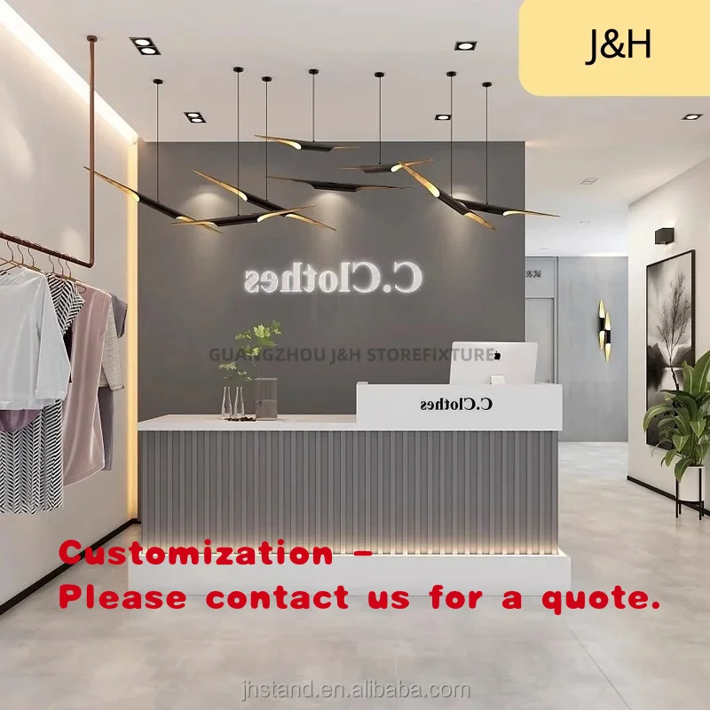 

custom.Checkout Reception Counter Desk Company Front Desk with Adjustable Shelf Lockable Drawers Clothing Store Company Fron