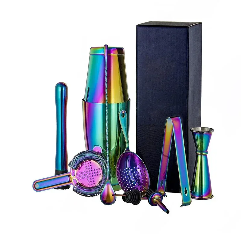 

Colorful Stainless Steel Cocktail Shaker Set Bar Bartender Kit Wine Barware Tools Mixer
