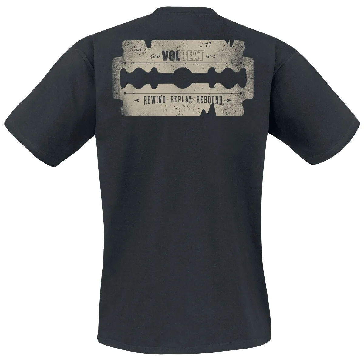 Volbeat Rewind Replay Rebound Razor Blade Logo Print Cotton T-Shirt Rockabilly Streetwear Unisex Crew Neck Tee