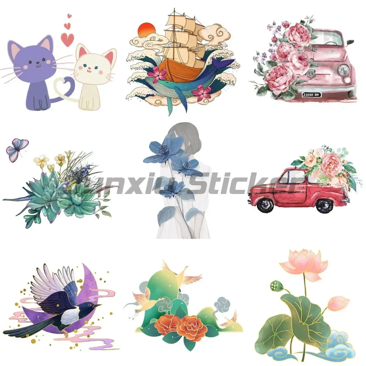 

Artistic Personality Beautiful Interesting Flower Stickers Wall Sticker Laptop Stickers Car Window Decal Truck Stickers