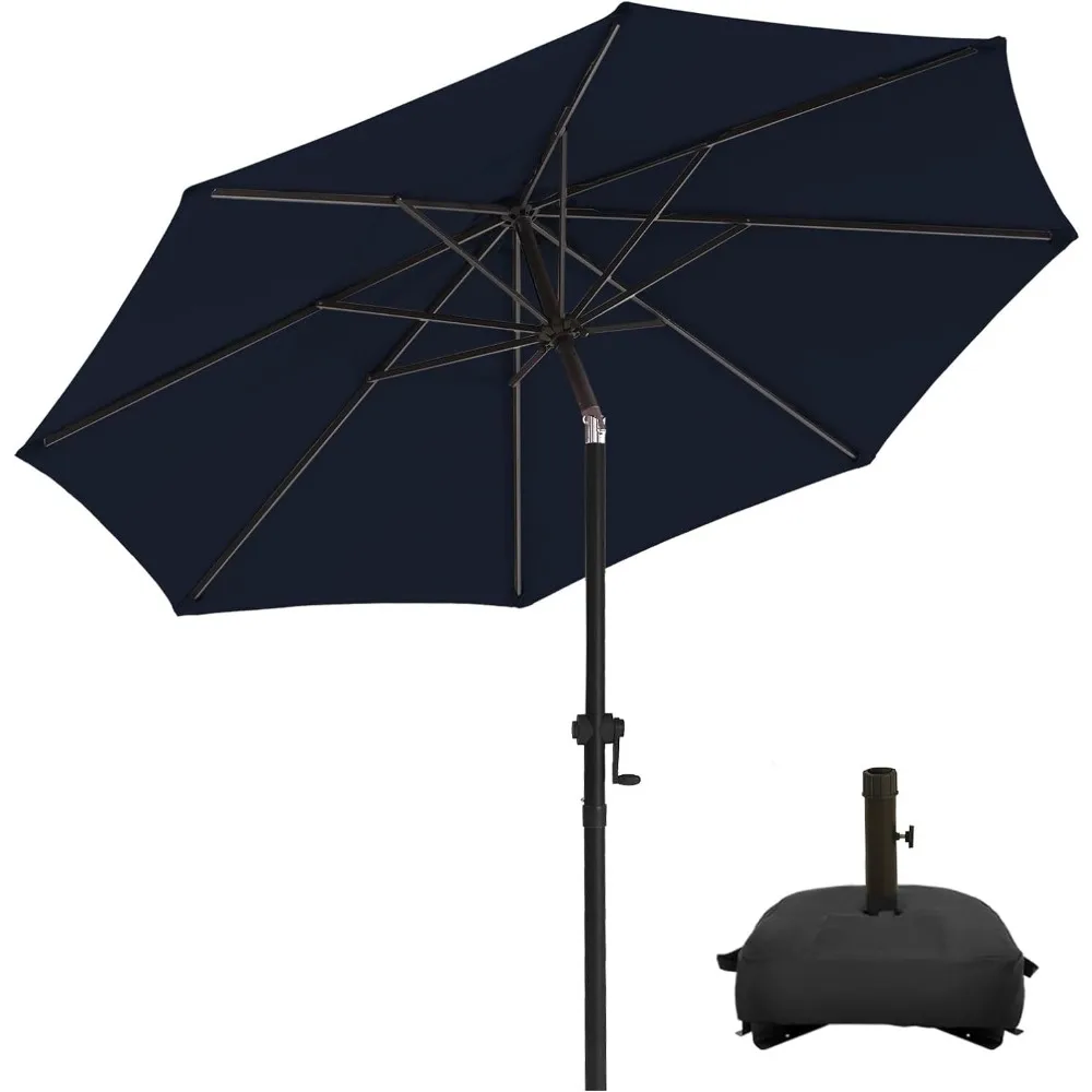 

Wikiwiki 9FT Patio Umbrellas with Base Included, Fade-Resistant, Waterproof Polyester DTY Umbrellas with 8 Sturdy Ribs