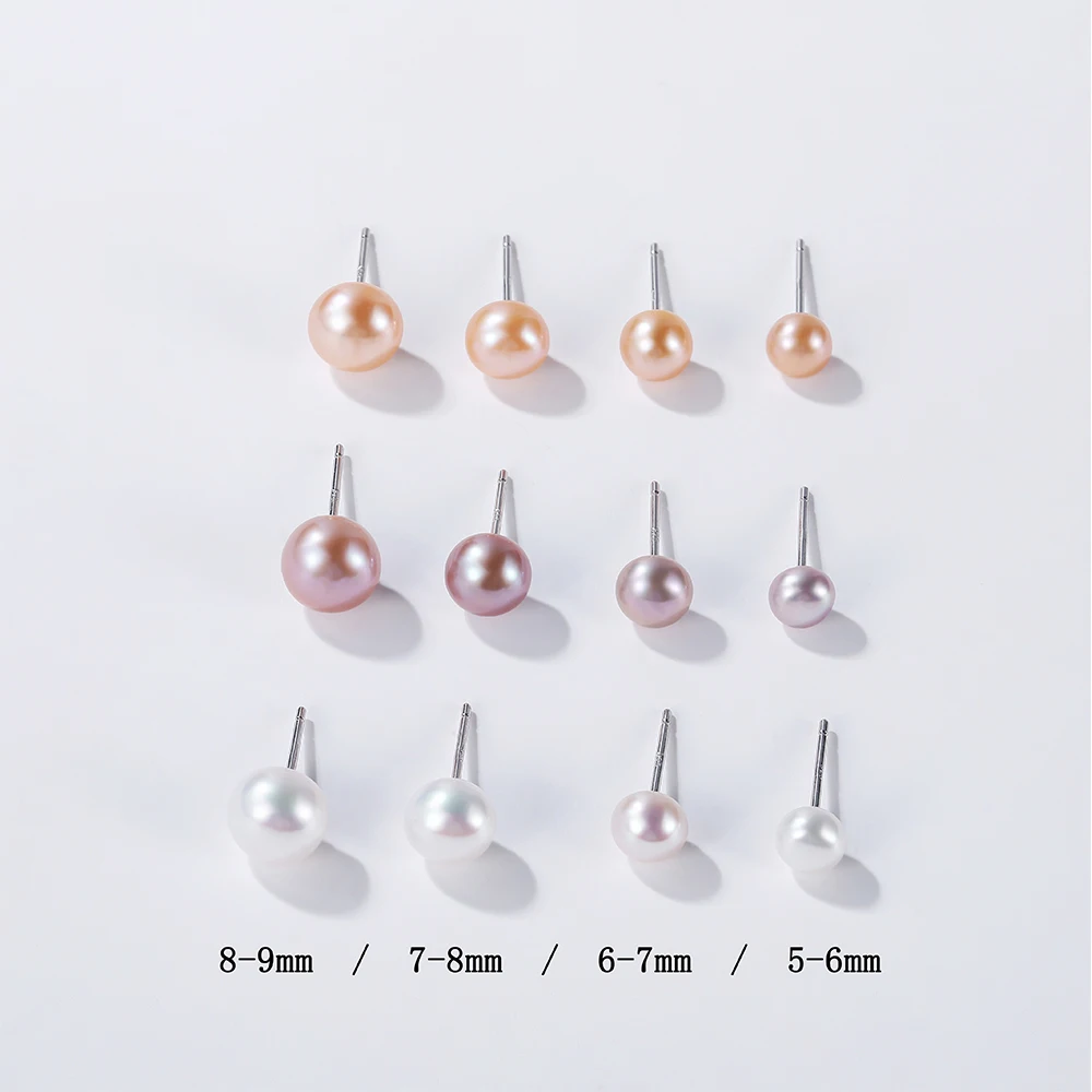 Seulement Natural Freshwater Pearls Stud Earrings for Women 925 Sterling Silver Simple Colorful Handpicked Pearl Earring Jewelry