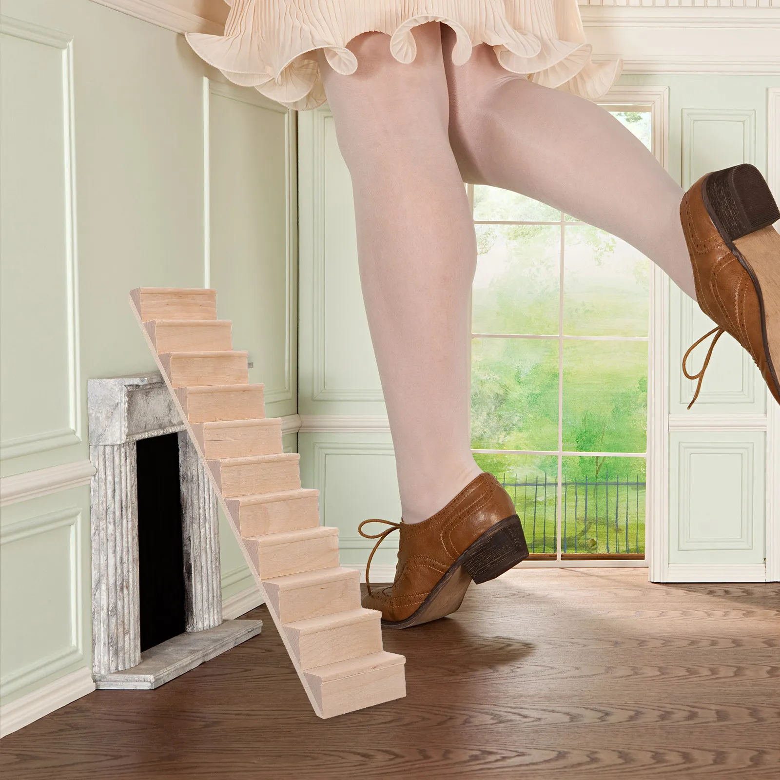 

2Pcs Mini House Staircase Solid Wood Unfinished Miniature Wooden Stairs Smooth Surface DIY Accessory for 1 12 Scale Mini