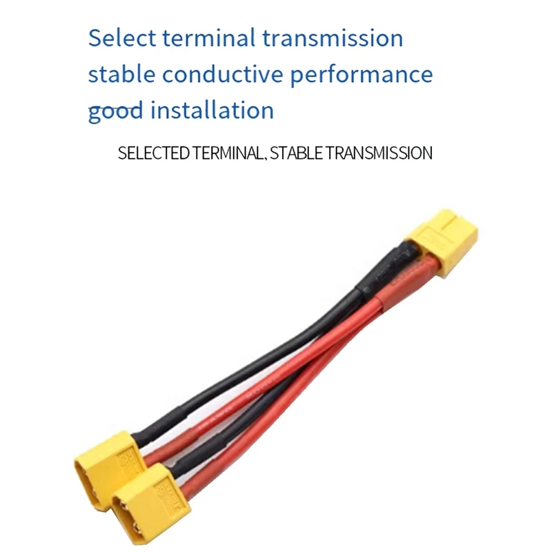 XT60 Parallel Battery Connector 1 Female To 2 Male Cable Dual Extension Y Splitter 14AWG Silicone Wire For RC Battery Durable