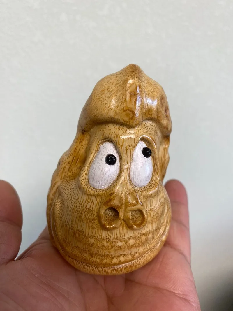 Handmade Aged Bamboo Root Monkey Carving, Cute Playful Primate Sculpture for Zen Desk Decor & Meditation