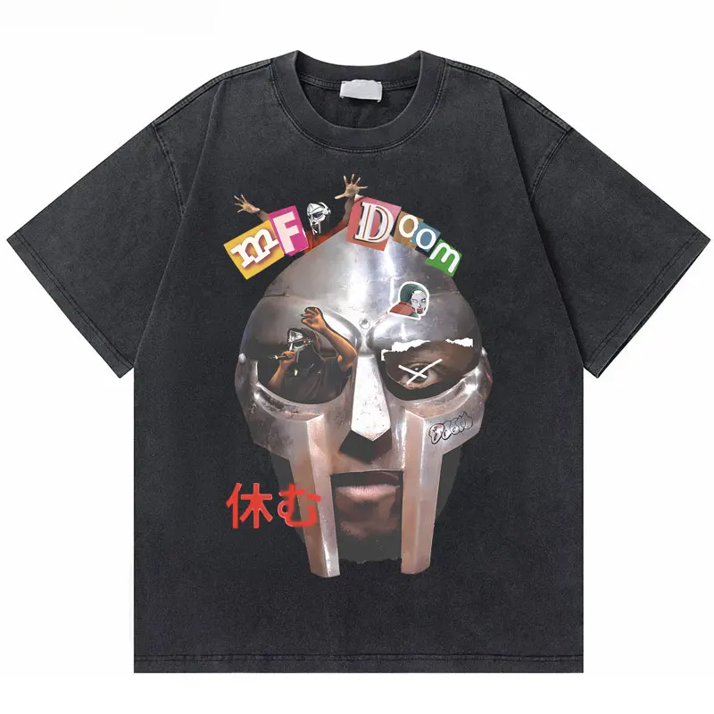 

Washed Vintage Rapper Mf Doom Madlib Madvillain Operation Doomsday Metal Mask Graphic Tshirt Men Women Hip Hop Oversized T-shirt